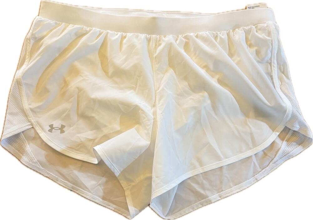 Under Armour Womens Running Shorts White Size XL Lightweight Lined 3 in
